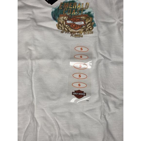 Harley Davidson Emerald Coast White T Shirt Men’s Small 2015 Earthquake Bash - Picture 3 of 4